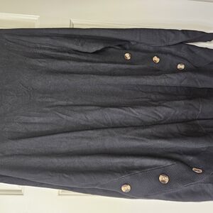 Chic Black Sweater with Gold Buttons